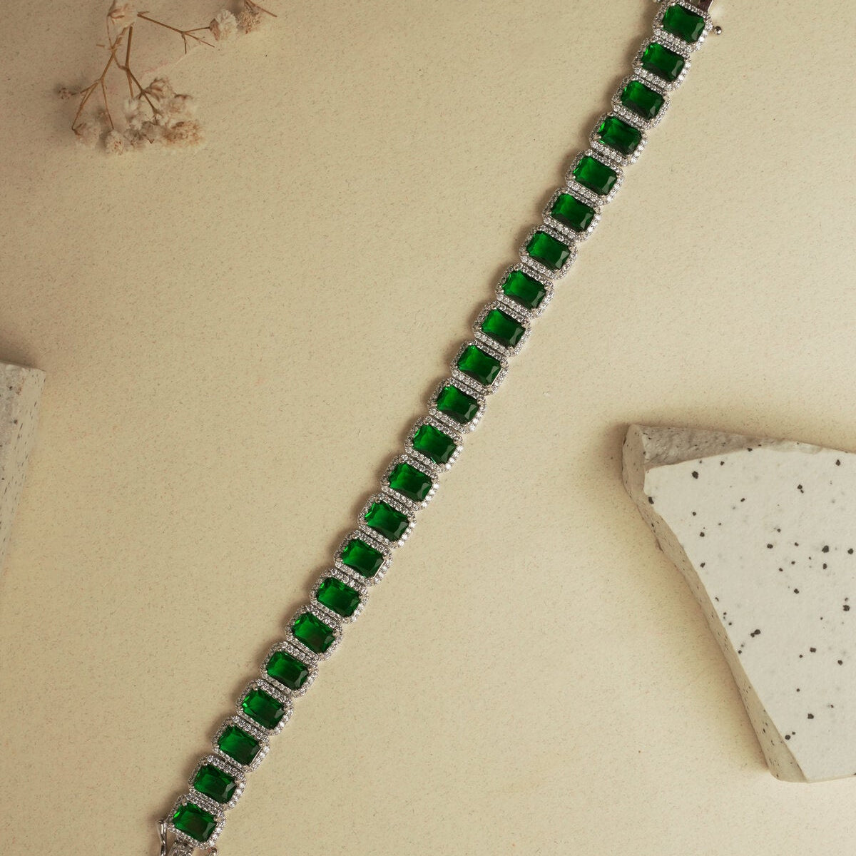 EMERALD HALO TENNIS BRACELET